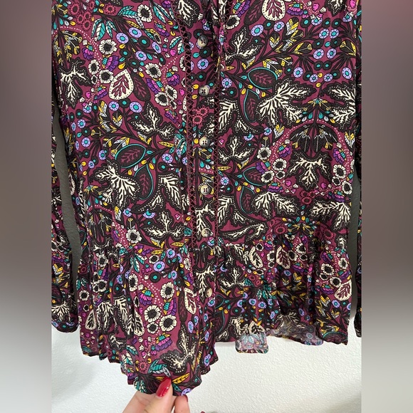 Anthropologie Maeve Janie Button Front Peasant Blouse Size 2 - Picture 3 of 8